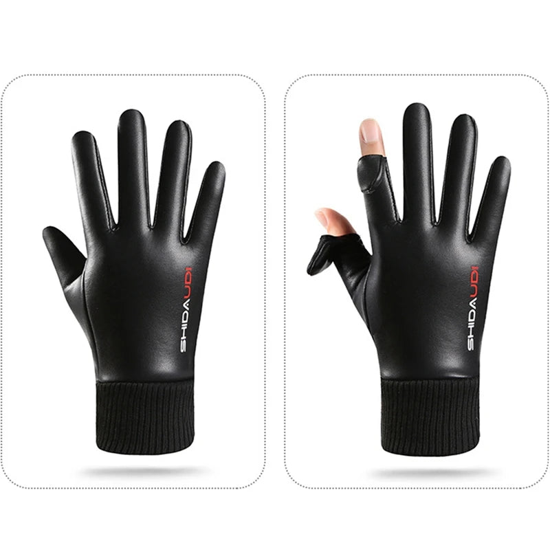 Motorcycle Fleece Lining Thermal Gloves Touch Screen Waterproof Full-finger Cover Motorbike Cycling Riding Snow Ski Warm Mittens