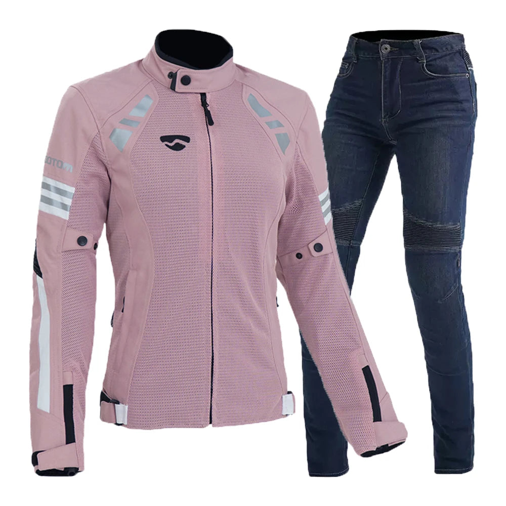 Motorcycle Suit Summer Chaqueta Moto Mujer Fall Prevention Motorcycle Clothes Wear Resistant Chamarra Motociclista Breathable Mo