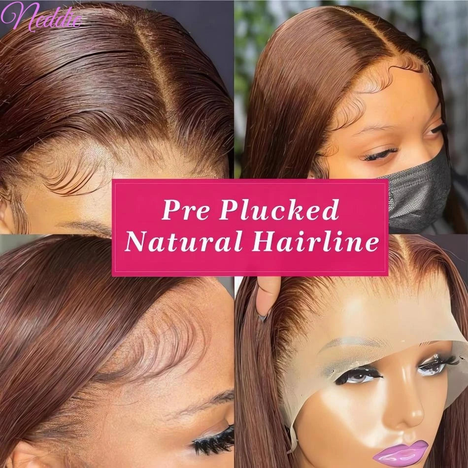 13X6 Chocolate Brown Lace Front Wigs 13X4 Bone Straight Human Hair 30 32 Inch Lace Frontal Colored Wig Brazilian For Women