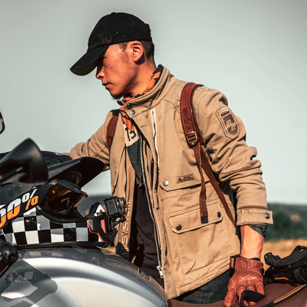 Retro Motorcycle Jackets Anti Drop Wear-resisting Motocross Jacket Waterproof Moto Cycling Protective Clothing Men