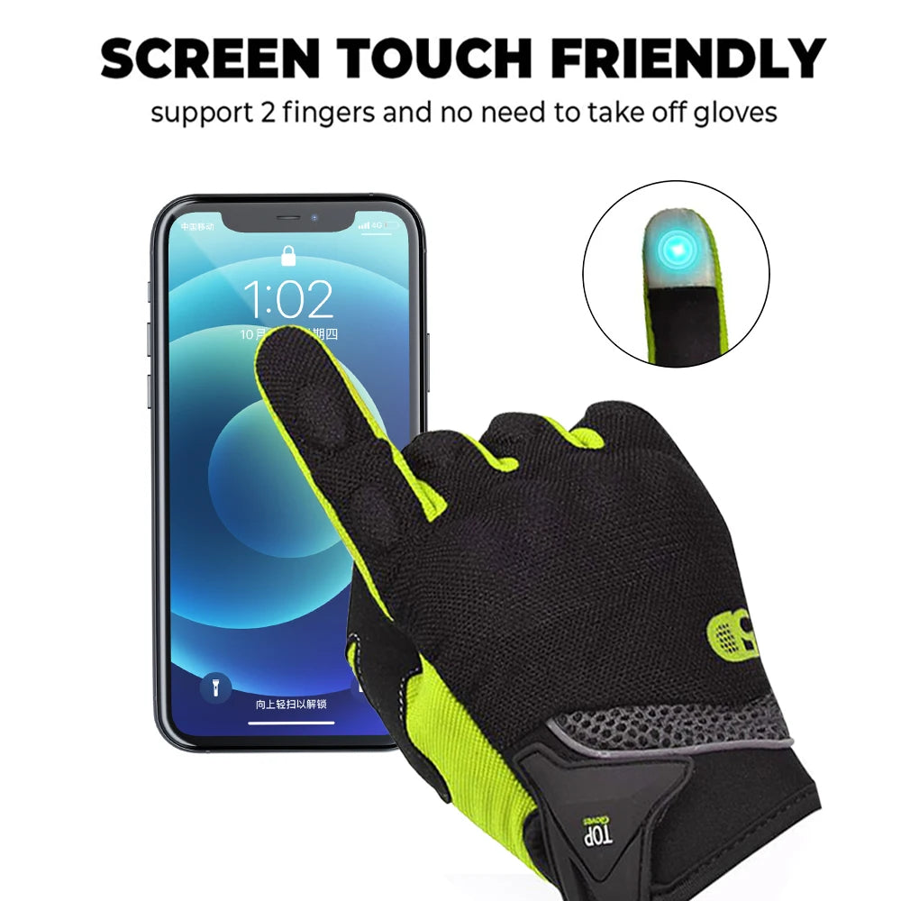 Motorcycle Gloves Summer Breathable Moto Full Finger Gloves Touch Screen Riding Motobike Gloves Moto Protective Gloves 6 Colors