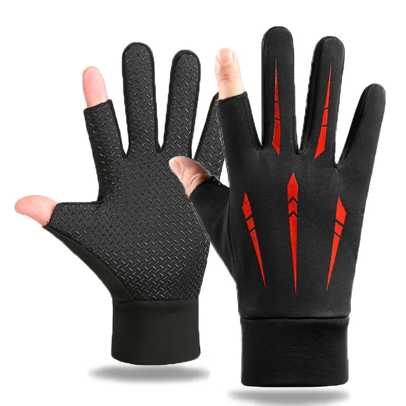 Warm Cycling Gloves for Men Autumn Winter Fishing Non-slip Motorcycle Water-Repellent Touch Screen Wear Resistant Driving Gloves