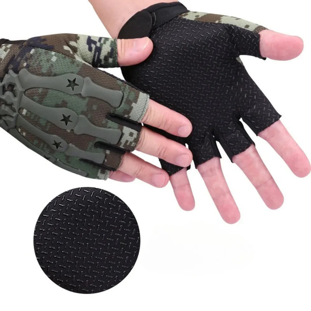 Tactical Riding Fingerless Gloves Non-slip Half Finger Gloves for Motorcycle Cycling Climbing Hiking Hunting Outdoor Sports