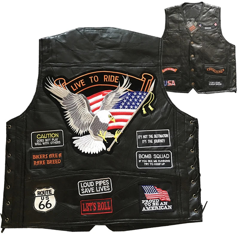 New Motorcycle Jacket Mens Sheepskin Leather Vest Biker Chaqueta Verano Moto Hombre Veste Jaqueta Motoqueiro Giacca Giacca Moto