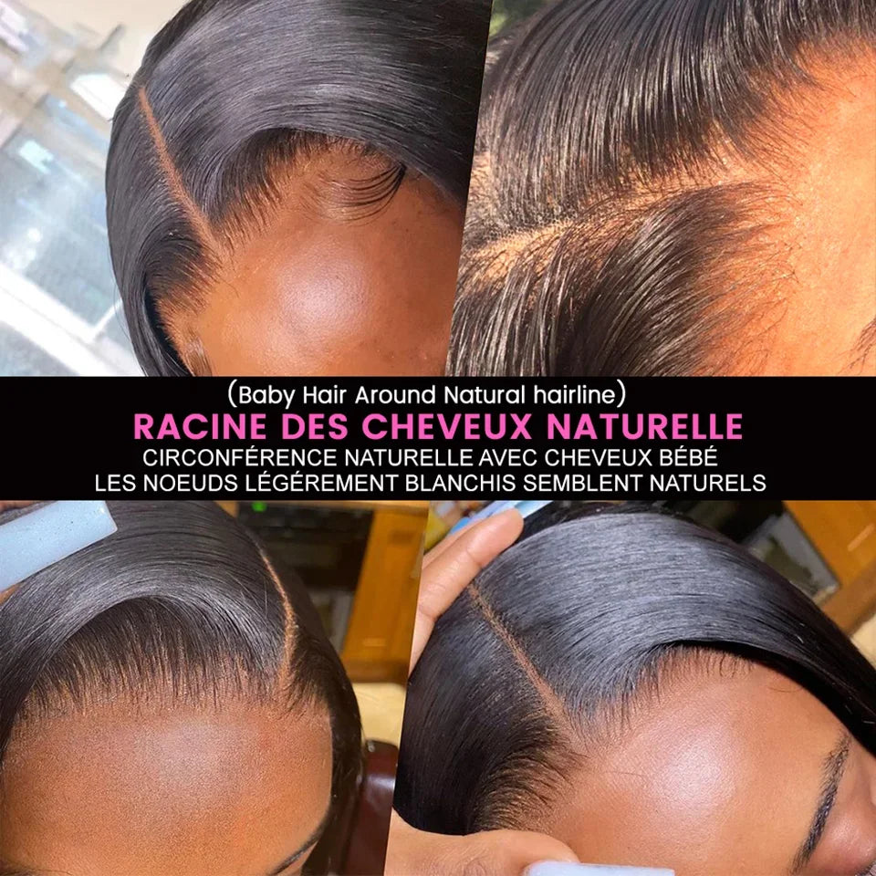 250% Density Short Bob 13x4 HD Lace Front Human Hair Wig PrePluck Brazilian Glueless Lace Frontal Closure Wig For Women Straight