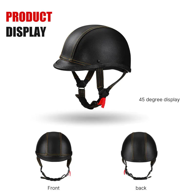 Newest Vintage Grey Motorcycle Helmet Motorcycle Ladle helmet Cruise Vintage Half Helmet German Leather Helmet Pedal Safety DOT