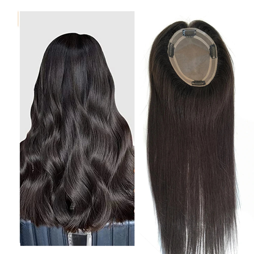 6x5inch Mono Hair Topper Human Hair Premium Hantied Hair Wigs For Women Chinese Cuticle Remy Human Hair Hairpieces