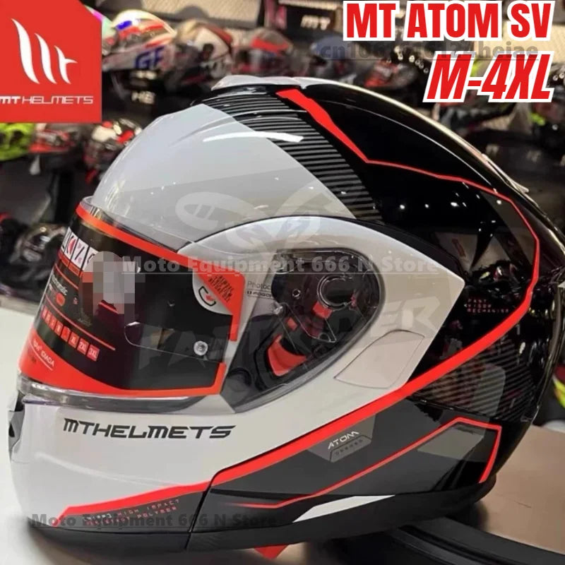 MT ATOM SV Double Lens Flip Up Helmet Motorcycle Safety Full Face Helmet for Men and Women DOT ECE Certification casco moto