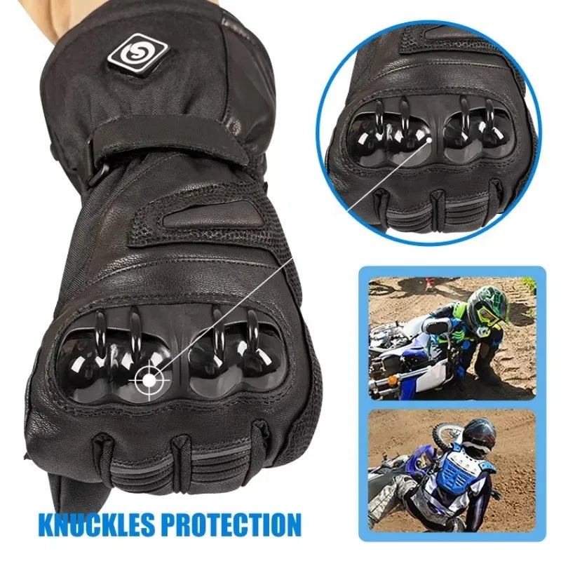 New 7.4V or 12V Rechargeable Battery Heated Motorcycle Gloves for Winter Riding Skiing Motorcycling