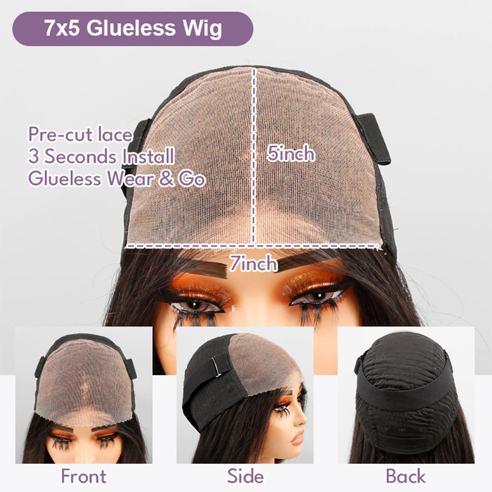 Pre Cut No Glue Water Wave 13x4 Bob Wigs Curly 7x5 Glueless Wig Human Hair Ready To Go Lace Frontal Wigs For Women Pre Plucked