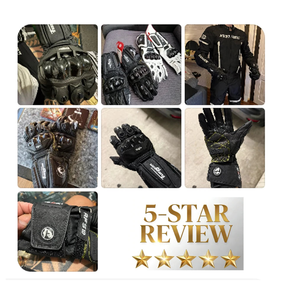 Genuine Leather Men Luva Riding Moto Motorcycle Guantes Racing Equipment Waterproof  Touch Screen Motocross Winter Gloves