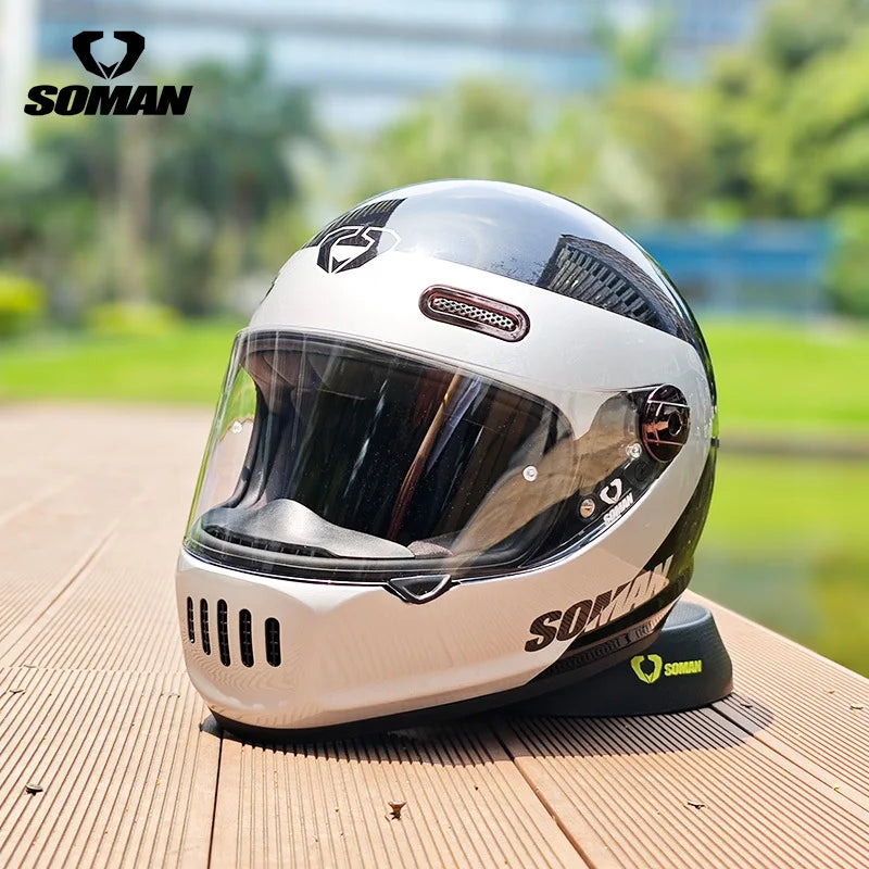 SOMAN Motorcycle Helmet Retro DOT Certification Full Face Helmet Riding Personalized Motorcycle Safety Helmet Casco Moto Casque