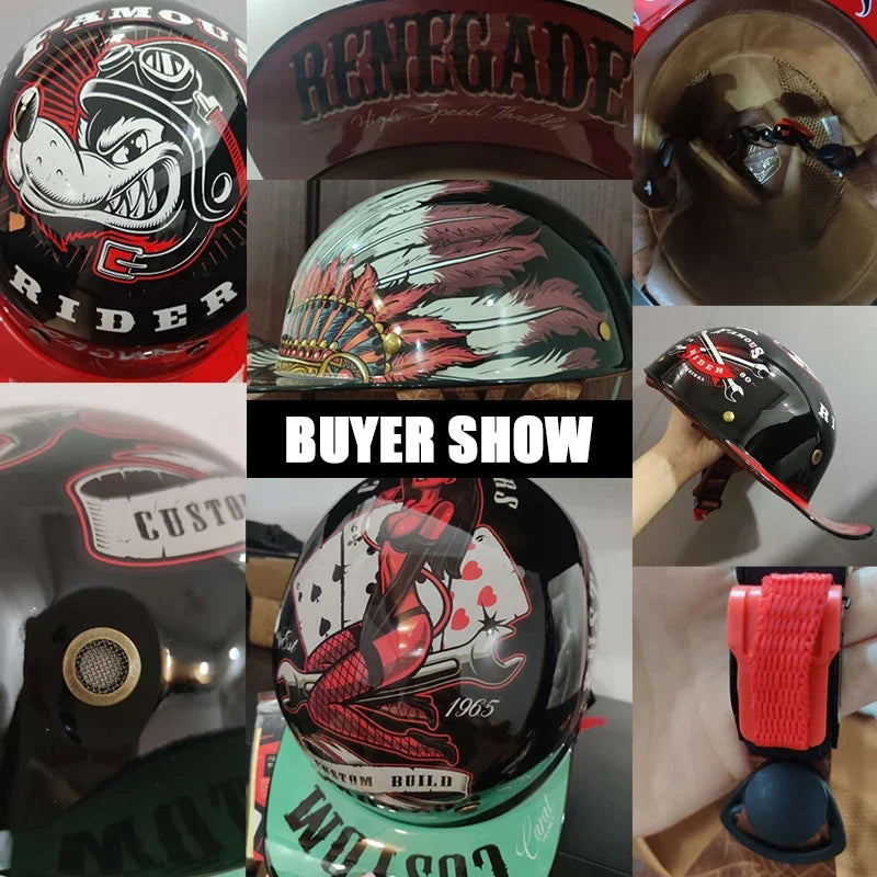 Uchoose Baseball Cap Helmet Motorcycle Vintage Retro Helmets Summer Open Face Scooter Cruiser Chopper Gangster DS Men Women Kid