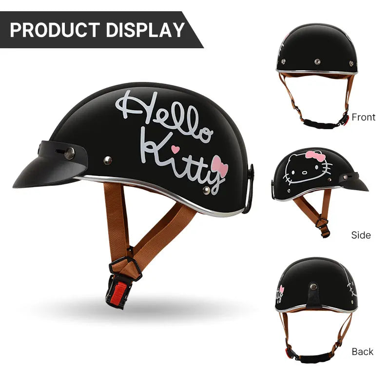 Hot Sale Cute Pink Motorbike Half Face Motorcycle Helmets for Women Chopper Biker Unisex Cascos Para Moto with DOT Approved