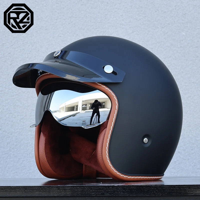 ORZ adult motorcycle helmet retro cruise 3/4 motorcycle half helmet with sun visor DOT approved