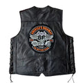 Embroidered Men Motorcycle Leather Vest Punk Sleeveless Jacket Riding Biker Waistcoat Men's Clothing Black Streetwear Big Size