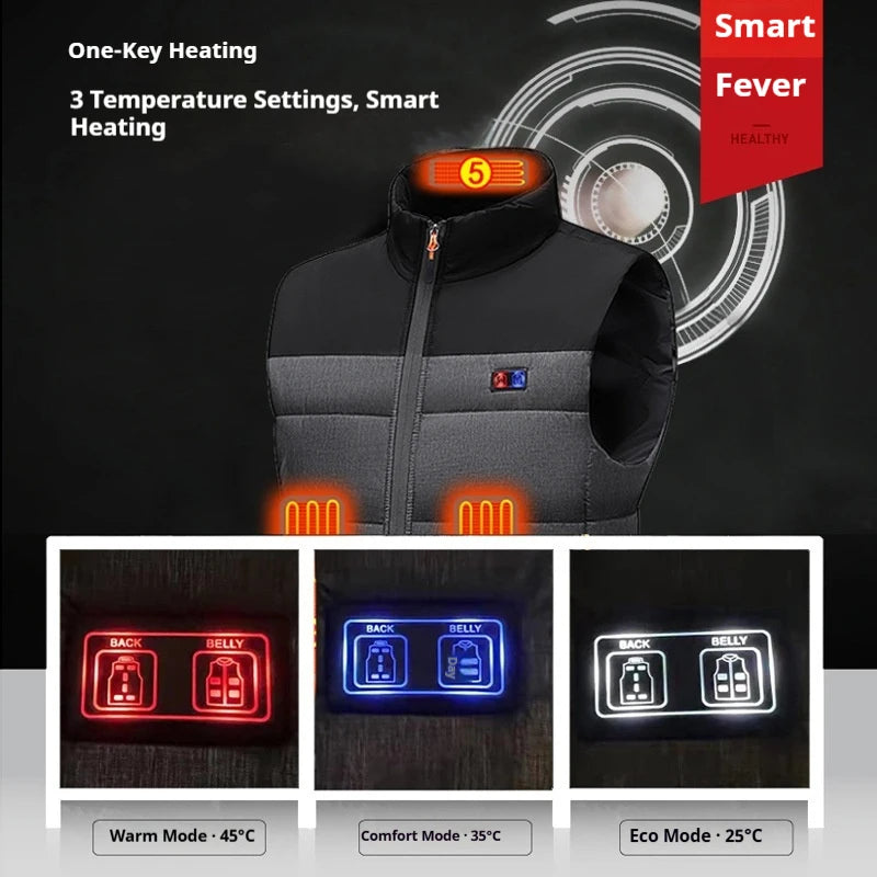Heated Vest Unisex Charging Heating Clothing Cotton Vest 11 Zone Heating Constant Temperature Vest Motorcycle Rider Gear