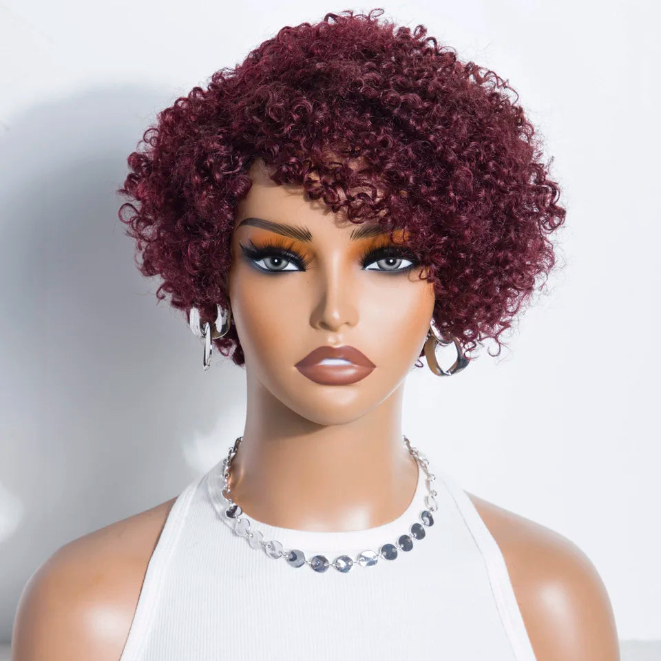 Lekker Short Pixie Cut Afro Kinky Curly Bob 100% Human Hair Wigs For Women Brazilian Remy Hair Full Machine Made Clearance Wigs