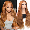 Burgundy Pre Cut Lace Body Wave Wig Glueless Lace Frontal Wig Human Hair Wigs Ginger Blonde Ready To Go 9X6 Lace Wig Pre Plucked