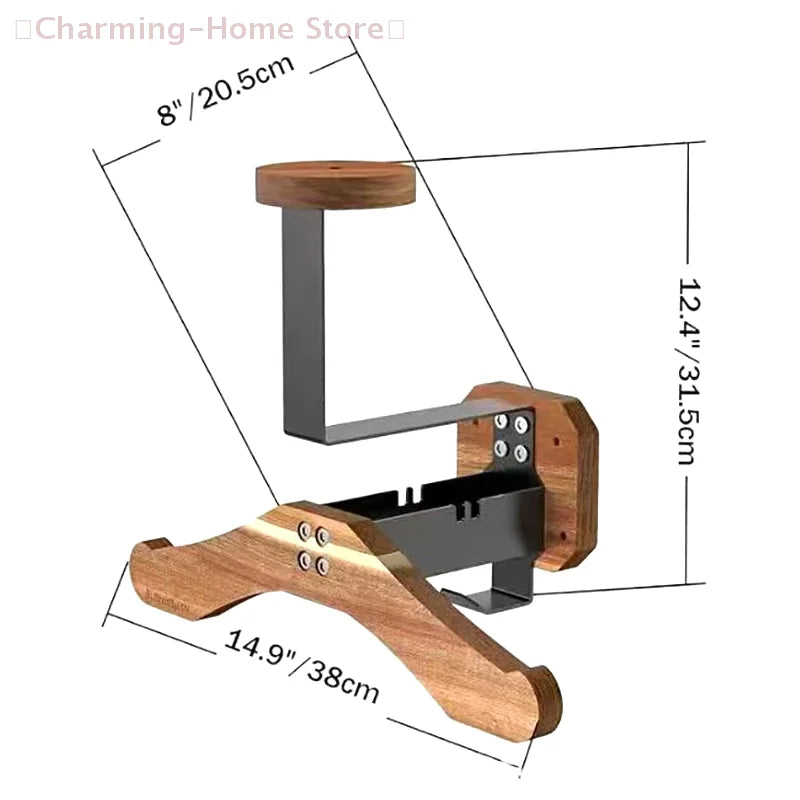 Black Walnut Helmet Holder 2-in-1 Helmet Racing Suit Hanger Motorcycle Helmet Mount Rack For Vest Equipment Solid Wood Hangers
