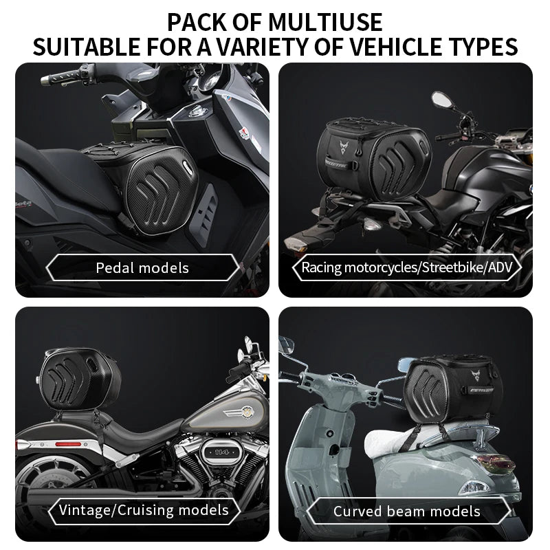 Waterproof Motorcycle Rear Seat Bag Travel Luggage Bag 30L Motorcycle Hard Shell Tail Bag Motor Riding Helmet Bag