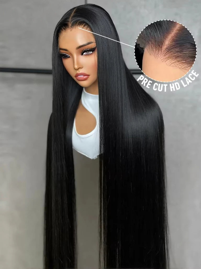 Human Hair Bone Straight 13x6 HD Lace Frontal Wigs Brazilian 30 40 Inch Straight Human Hair Wig Lace Front Wig For Women