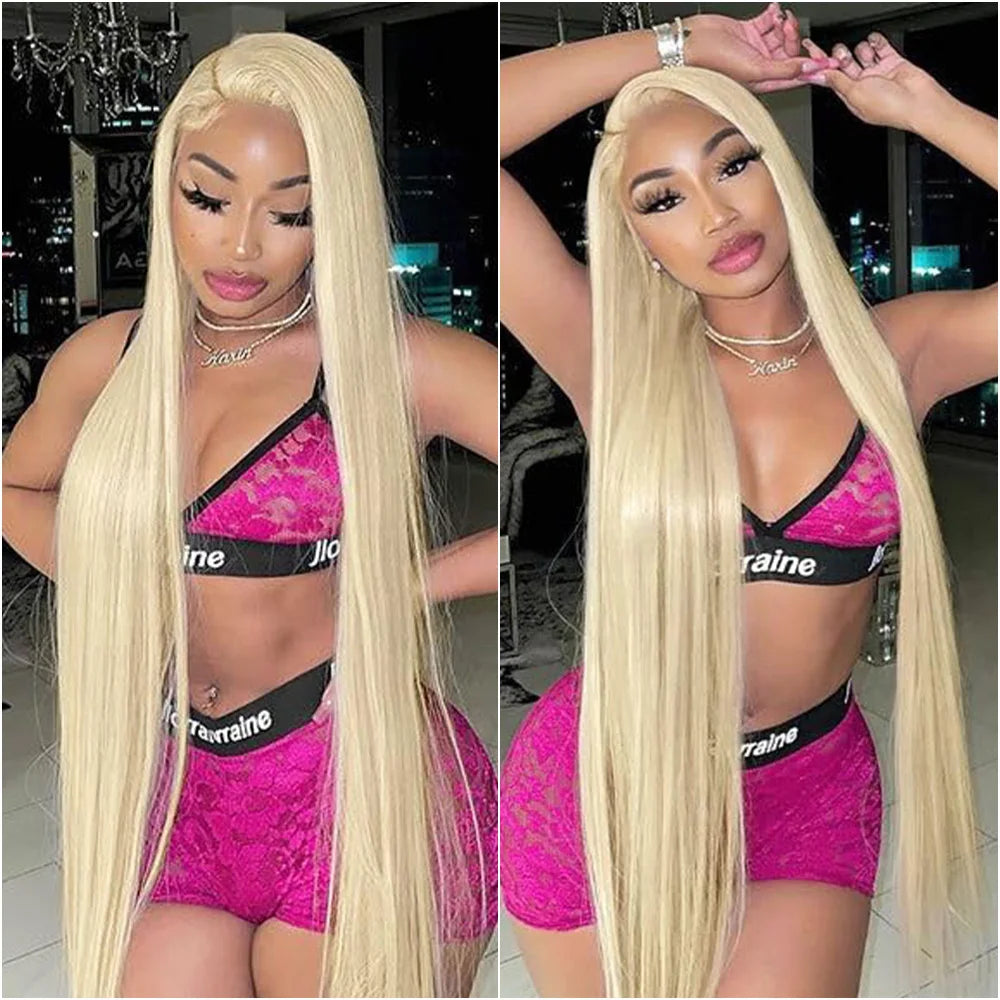 13x4 13x6 360 HD Transparent 613 Honey Blonde Color Lace Front Human Hair Wigs for Women Raw Brazilian Straight Lace Frontal Wig
