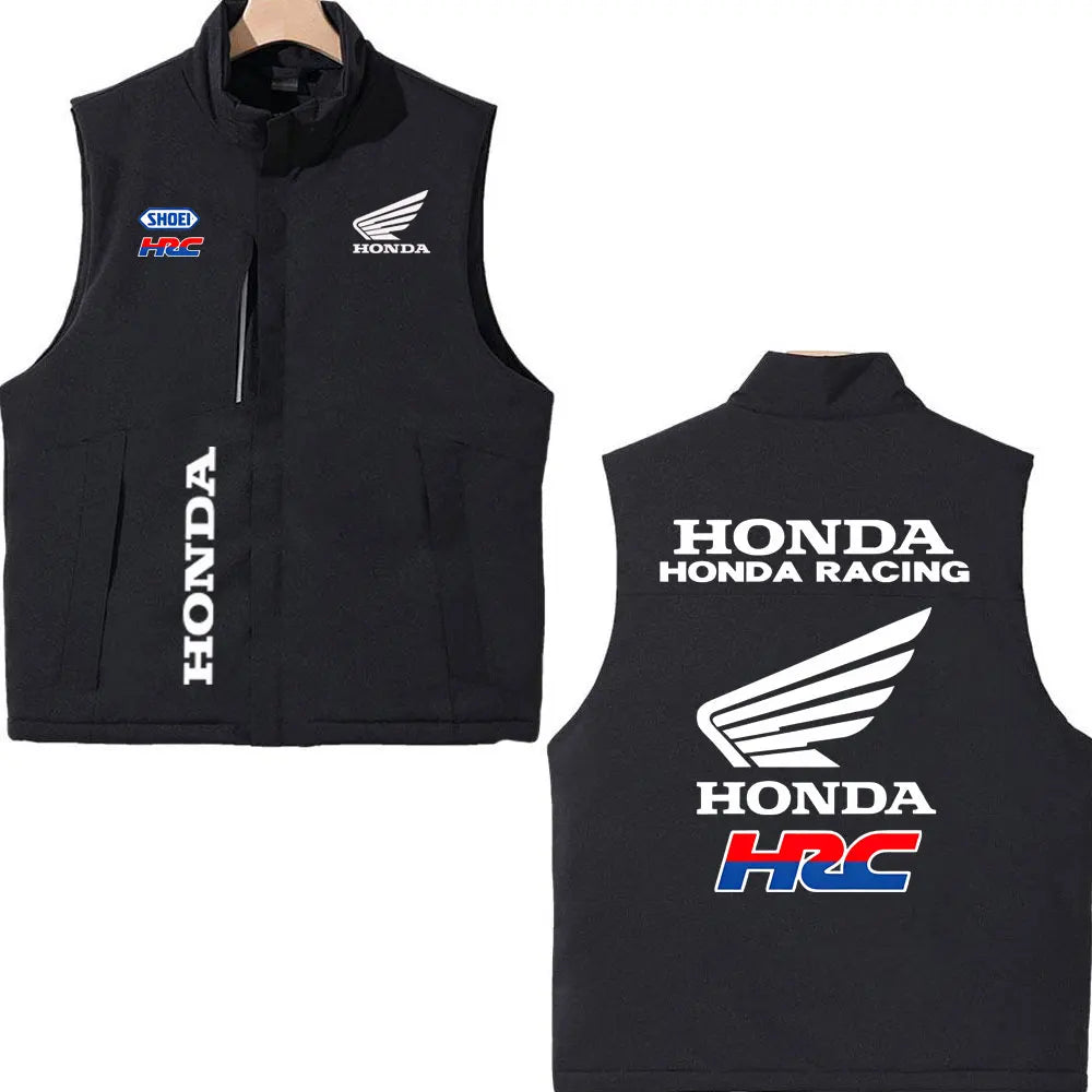 2025 Honda Racing Printed Cotton-Padded Vest Autumn Winter Men's Women's Outdoor Motorcycle Jacket Street Fashion Warm Clothing
