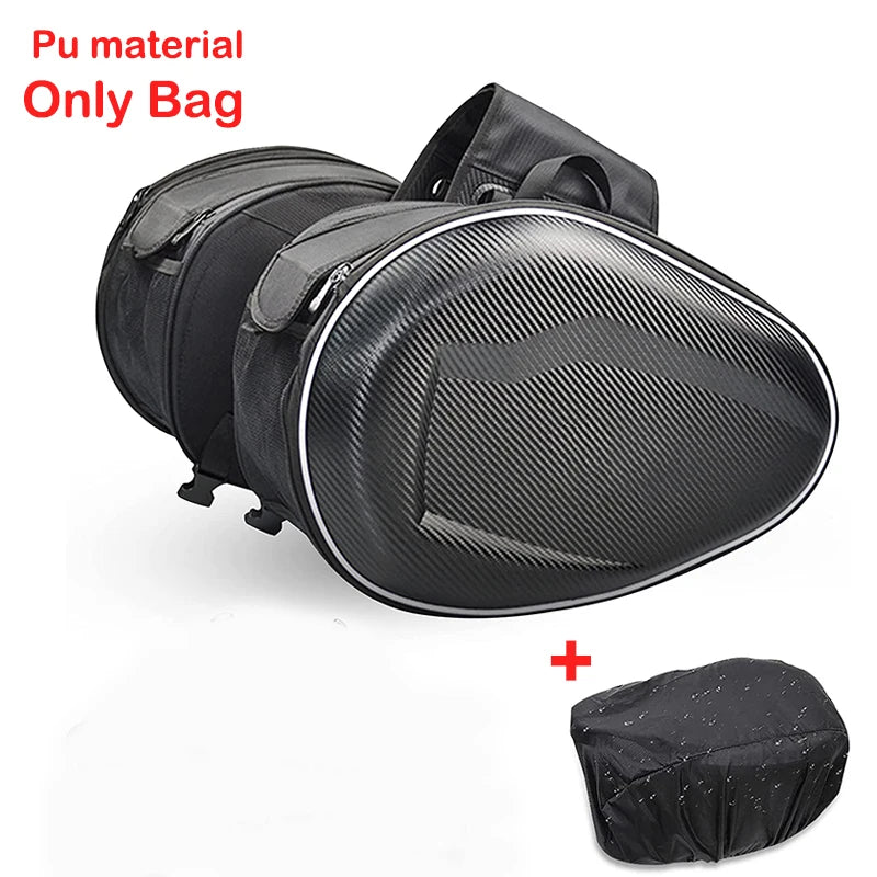 Black 36-58L Motorcycle Saddlebags Waterproof Scooter Tail Luggage Suitcase Saddle Bag Motorbike Side Helmet Riding Travel Bags