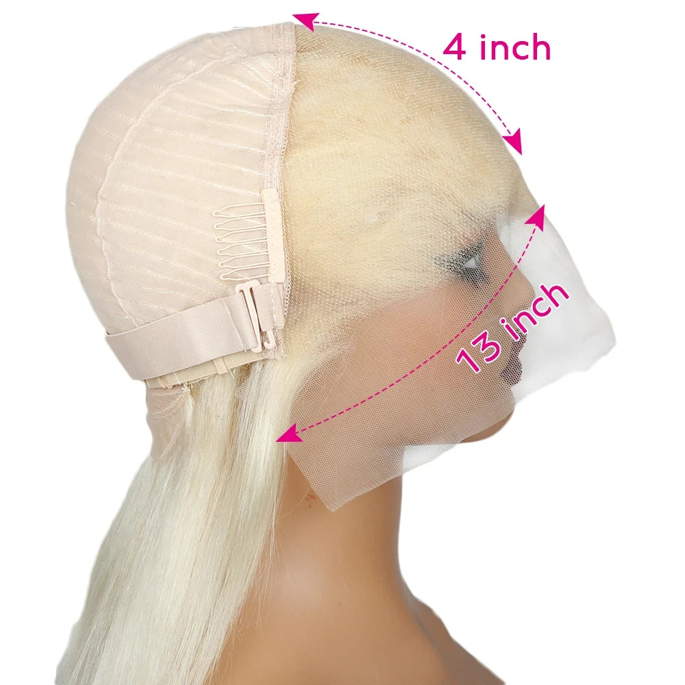 13x4 13x6 360 HD Transparent 613 Honey Blonde Color Lace Front Human Hair Wigs for Women Raw Brazilian Straight Lace Frontal Wig