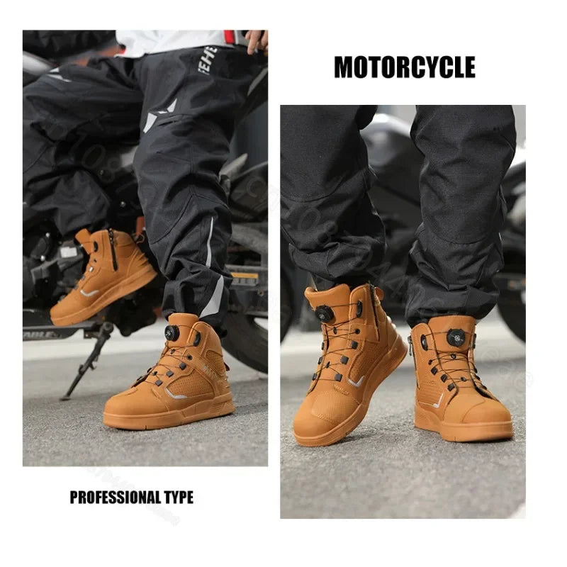 Motorcycle Boots Men Biker Shoes Moto Sneaker Microfiber Leather Adventure Motocross Shoes Anti-slip Motorcycle Equipment