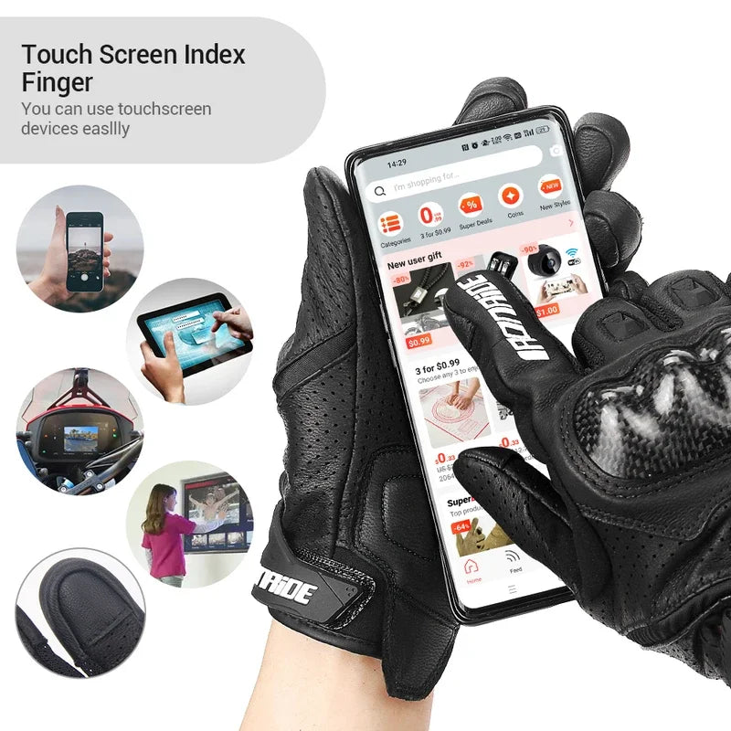 Men's Summer Retro Leather Motorcycle Riding Simracing Gloves Wear-Resistant,, Anti-Slip for KTM Motorbike & Motocross Luvas