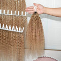 12A Honey Blonde Kinky Straight Crochet Human Hair #27 Pre-Separated Knotless Yaki Straight Feather Crochet Braids Extensions