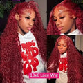 Deep Wave Human Hair Wigs 99J Burgundy 13X6 Hd Lace Frontal Wig 13X4 Human Hair 250 Density Water Wave Preplucked Brazilian Wig