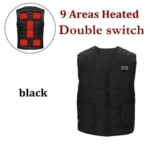 Men Motorcycle Rider Heated Vest  Autumn winter Smart heating Cotton Vest Heated V neck vest Women Outdoor Vest Winter Warm vest