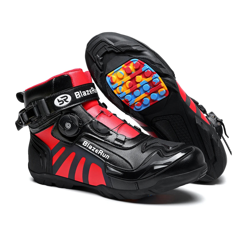 Motorcycle Shoes Microfiber Leather Motorcyclist Boot Rubber Sole Men's Biker Boot Anti-slip Enduro Shoes Moto Cross Motorboats