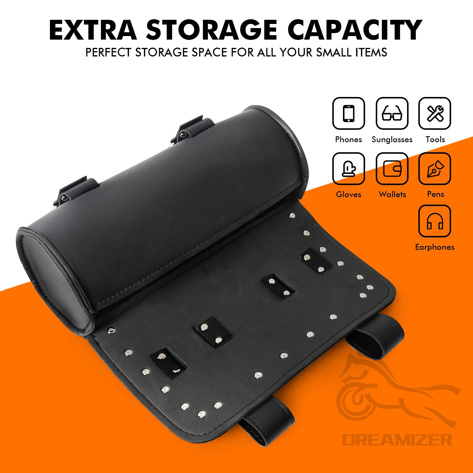 Motorcycle Front Fork Handlebar Bag Leather Waterproof Large Motor Saddlebags Bag Moto Luggage Capacity Storage Pouch Tank W4P2
