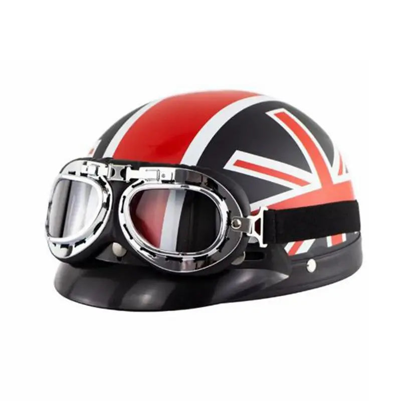 Retro Leather Motorcycle Helmets For Men Women Vintage Moto Half Helmet With Goggles Four Seasons Riding Scooter Capacetes