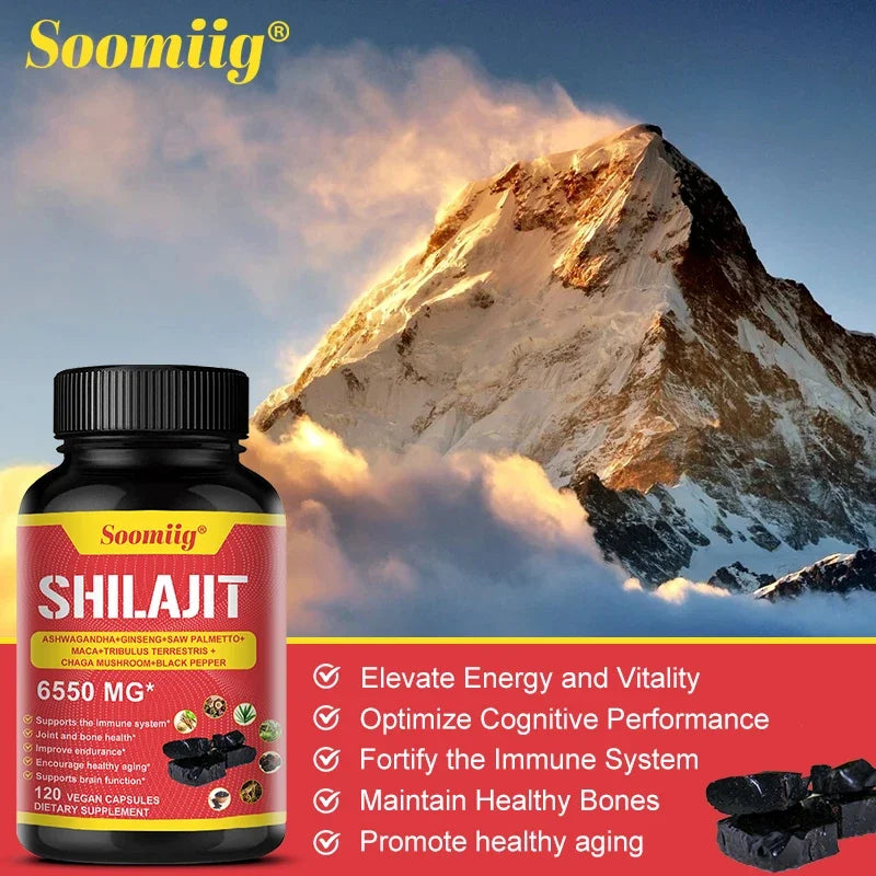 Pure Himalayan Shilajit Capsules - Supports Healthy Aging Bones and Joints, Improves Energy, Endurance and Muscle Recovery