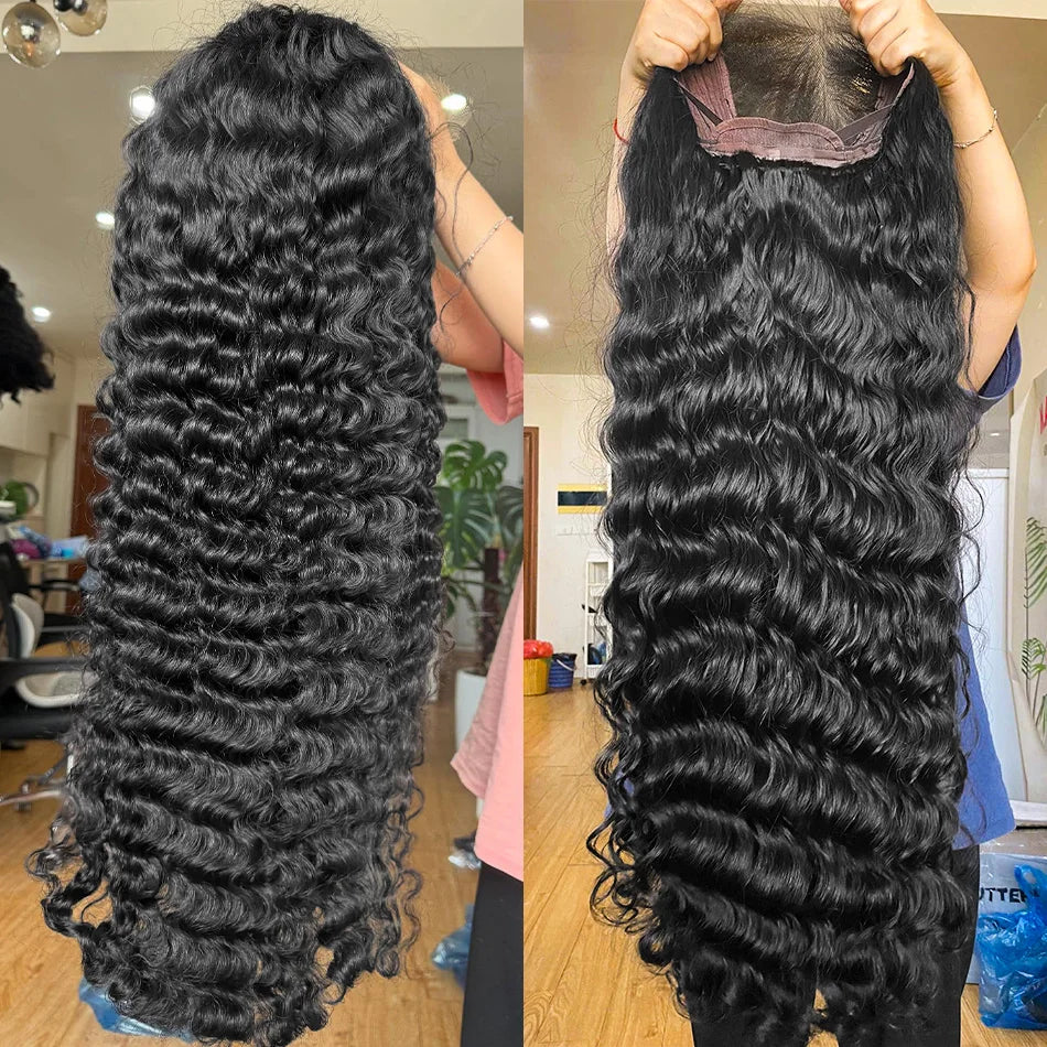 13X6 Hd Lace Frontal Wig Deep Wave Human Hair Wigs Brazilian Wigs Original Curly Lace Front Wig 230 Density For Women 30 40 Inch