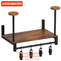 Motorcycle Helmet Wall Mount Wooden Shelf With Adjustable Hooks Sturdy Durable Storage For Motocross Bicycle Accessories