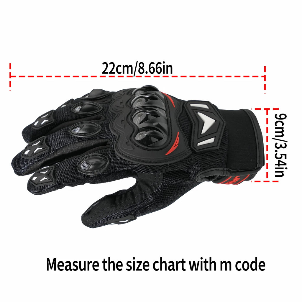 Motorcycle gloves for summer riding with touch-sensitive mesh, hard knuckle protection, full-hand design, suitable for off-road