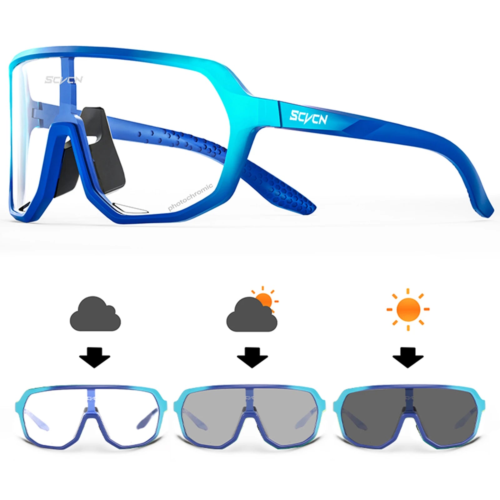 SCVCN Hot Photochromic UV400 Cycling Glasses Motorcycle Bike Riding Outdoor Sport Cycling Sunglasses Men Women Hiking Goggles