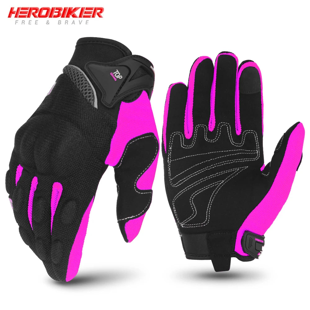 Motorcycle Gloves Summer Breathable Moto Full Finger Gloves Touch Screen Riding Motobike Gloves Moto Protective Gloves 6 Colors