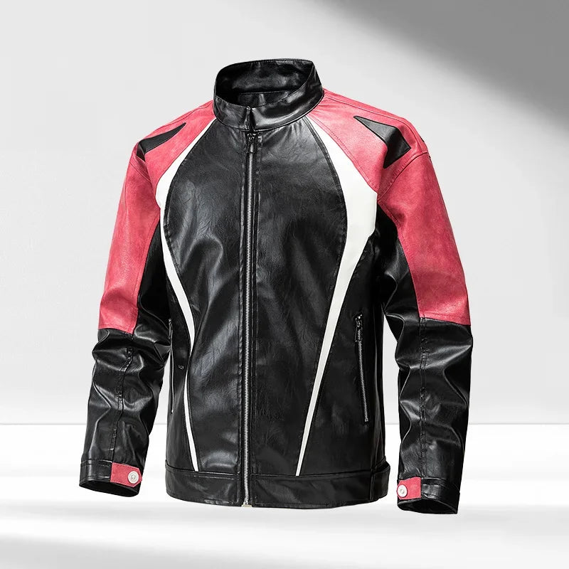 2025 Autumn Patchwork Motorcycle Jacket Men Winter Motorbike Jacket Men Women PU Leather Motocross Jacket Riding Clothing