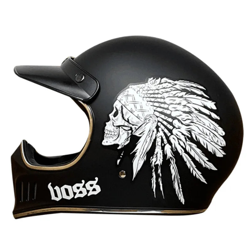 Vintage Full Face Motorcycle Motocross Helmet ABS Shell Lightweight Casque High Quality Casco Moto Four Seasons Cruise