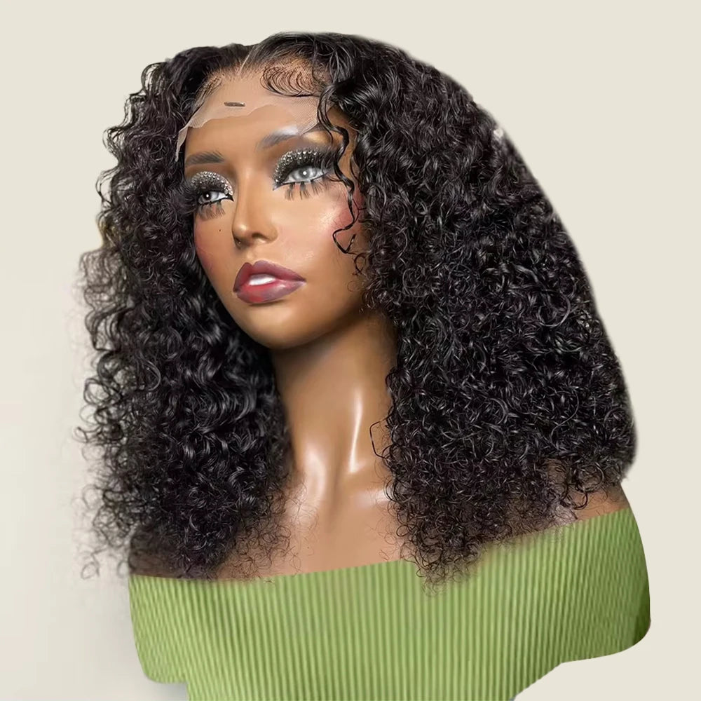 Curly Deep Bob Wigs For Women 13x4 Glueless Pre Cut Human Hair Wig Ready To Go Human Hair Wigs No Glue Remy Human Wig For Women