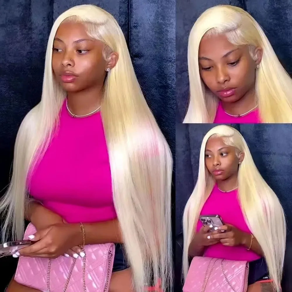 Bone Straight Brazilian Human Hair 13x6 HD Lace Frontal Wigs 5x5 Glueless 613 Honey Blonde Lace Frontal Wig 250 Density 40 Inch