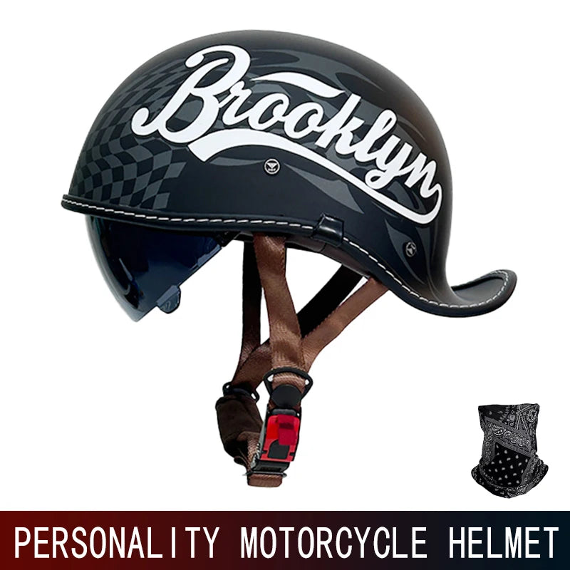 DOT motorcycle retro helmet scoop helmet for men and women summer half helmet cruise motorcycle tilt helmet commuter personality