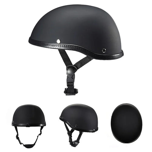 2025 summer Vintage Motorcycle Cruiser Helmet Half Face German Helmet Motorcycle Helmet Bright Black Car-styling